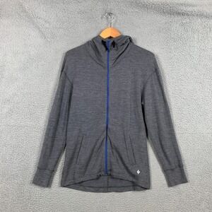 Black Diamond Merino Hoodie Mens Small‎ S Gray Full Zip Long Sleeve Sweatshirt